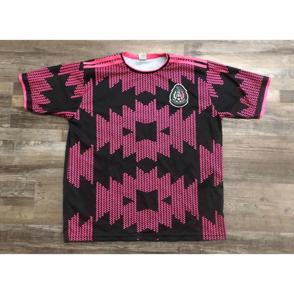 Mexico Soccer Mens Large Pink & Black Soccer Futbol Jersey Unbranded